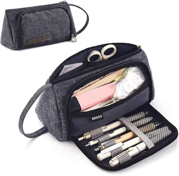 School Pencil Case, Pencil Case, Portable Pencil Case, Large Capacity Pencils, Stationery Bag, Pencil Organizer for Girls (Grey)